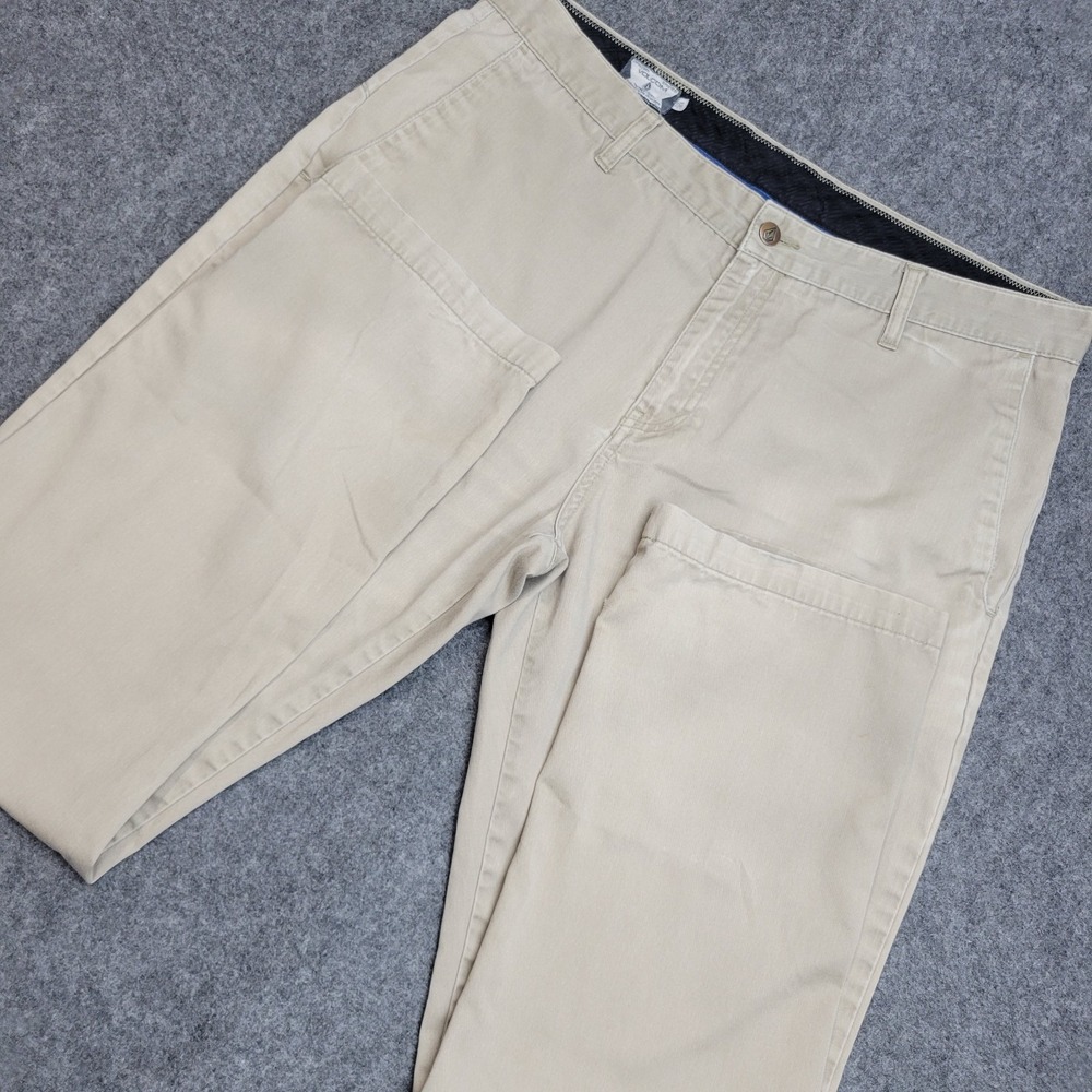 Volcom Chino Pants Mens 38 Beige Flat Front Straight Leg Skater Y2K Surf Weekend
